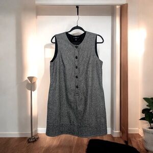 Gap Women's Size 12 Button Front Wool Blend Vintage Style Sleeveless Midi Dress